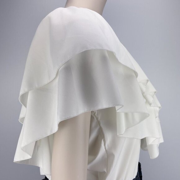 Coastal Cowgirl‎ Victorian White Blouse Flaunt Ruffles Front&Back Yakuza s S-M - Picture 6 of 15
